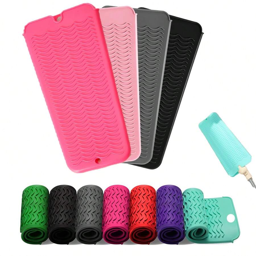 Heat Resistant Mat For Hair Tools, Silicone Heat Mat & Holder For Curling Iron, Professional Portable Travel Flat Iron Mat Pad Pouch Case Cover For Countertop,Gifts For Women,Christmas Gifts,Gift Ideas For Women - Multicolor - View 1