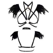 Festliches Federschal-Top, Schal-Cape, Accessoires zum Anziehen Federn-Körpergeschirr für Frauen Tops Cape Schal Schulterschal Punk Gothic Rave Dance Festival Kragen mit Manschetten Schulter Abzeichen Anziehsachen Künstliche Federn