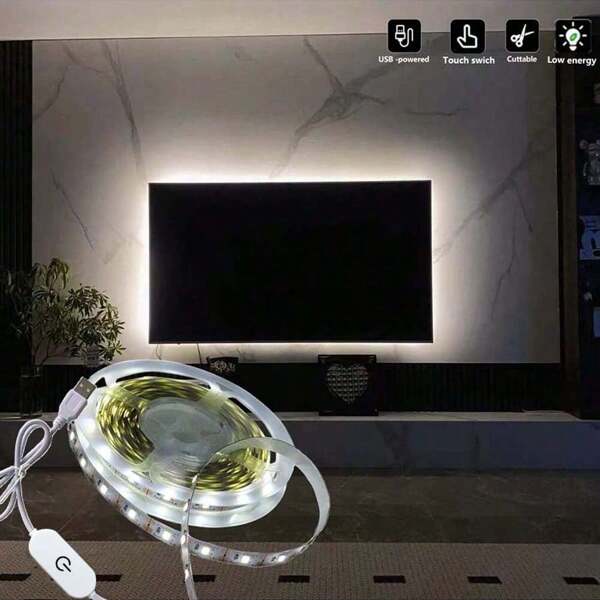 1-5m Luz Branca Sensível Ao Toque E Led 2835usb Dc 5v Para Lâmpada De Dressing, Espelho, Guarda-roupa, Escadas, Sapateira, Armários, Decoração De Casa