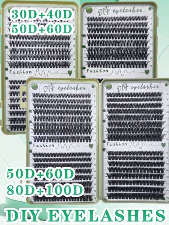 640pcs D-Curl Cartoon Eyelash Extension Kit, 30D+40D+50D+60D+80D+100D, 8-16mm DIY Individual False Eyelashes, 3D Faux Mink Lashes, Dramatic & Messy, Suitable For Theater, Cosplay, Full Makeup, Everyday Wear