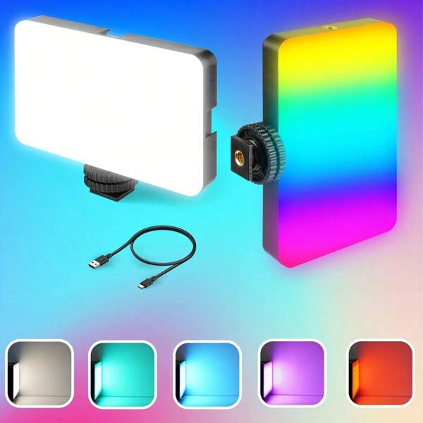 UEGOGO UEGOGO Rechargeable LED Camera Light – 360° Full Color RGB Portable Photography Lighting, On-Camera Light With Adjustable Head For Vlogging, Photography, And Video Conferencing, Portable Camera Light