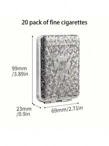 1pc Metal Vintage Cigarette Case, Triple Open Cigarette Box, Fashionable Gentlemen Style, Holds 20 Regular/16 King Size Cigarettes, Unisex Portable Metal Cigarette Case, Engraved Cigarette Box With Anti-Crush Design