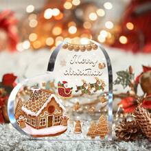 زخرفة عيد الميلاد القلبية المسطحة الأبعاد من الأكريليك - ديكور طاولة العطلات ، بدون حاجة للكهرباء ، مناسبة للمنزل والمكتب وكديكور هدية العطلات