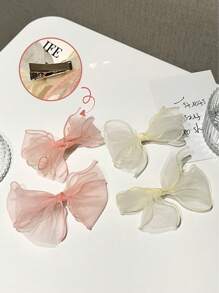 Set da 4 fasce per capelli in rete, fermagli per capelli a fiocco per donne, accessori per capelli di alta qualità con fiocco, fascia per capelli in chiffon stile coreano, mollette