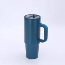 40oz 防漏不锈钢旅行杯/杯子带盖、吸管和手柄，适用于热/冷饮水瓶 40oz 吸管口车载杯不锈钢保温啤酒杯五代手柄冰杯