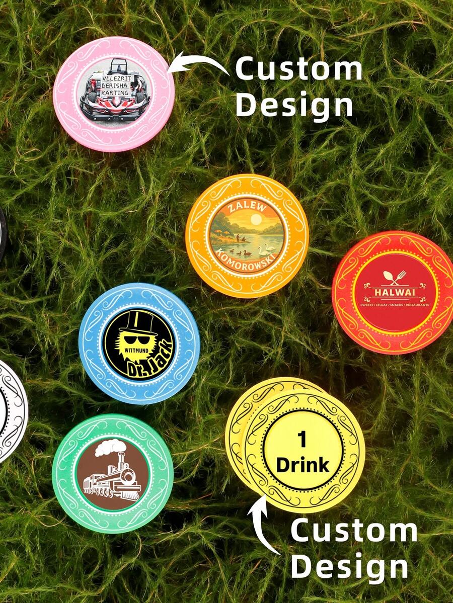 500 PCS 37mm Custom Thickened Plastic Coins Poker Chips Drink Token Decoration Award Coin Personalized Text Logo Poker Chips - Multicolor - View 1