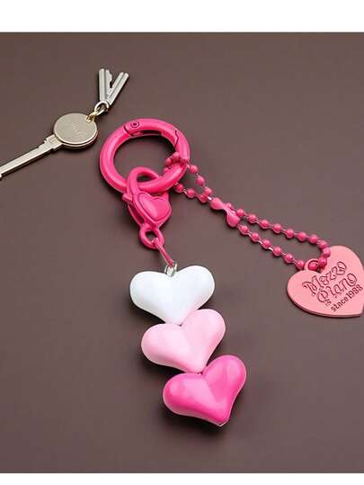 Lovely Heart Car Keychain & Earbud Case Charm - Colorful Beaded Accessories With Cute Tassels Perfect Gift Idea For Her Birthday Party Favor Decorative Pendant Trinket Ornament Purse Handbag Backpack Attachment Cute Girls Women Jewelry Accessory
