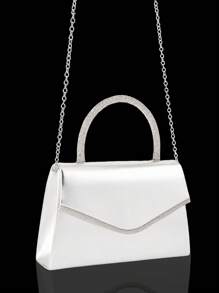 Elegante nuevo estilo de bolsos de mujer, bolsos de noche, bolsos de fiesta. Bolsos de fiesta de moda de PU con pedrería, bolsos de graduación. Conjunto de tres piezas con bolso de cadena para el hombro elegante y avanzado, colgante de pedrería brillante. Juego de collar, aretes y pulsera con colgante de pedrería avanzado, adecuado para fiestas, bodas, cenas, reuniones.