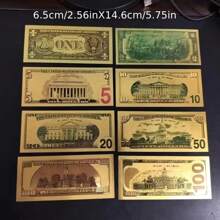 Creative PVC Dollar Gold Foil Crafts Collection Decoration Gift 1 Piece Props Commemorative Banknote 1 Piece Handmade, Creative Interlocking Toys, Toys For Adults And Teenagers, Needlework, Blue Blind Box Classroom Kpop Stickers