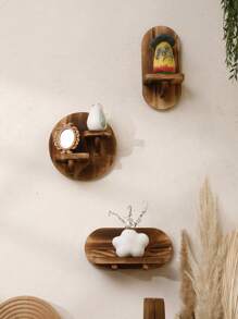 1 Stück Boho Holz Wandhänger Vase, Wohnzimmer Deko schwebender Blumenhalter Ständer