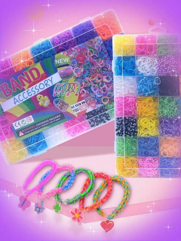 Set de bandas de telar, talla grande de 2200 bandas de goma DIY de 32 colores diferentes con telar para hacer pulseras, bucles de goma como regalo de manualidades para telar de 40, 36, 28, 24, 15 cuadrículas