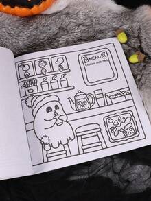 1本幽灵氛围涂色书：适合成人和青少年，拥有可爱的幽灵角色和轻松的场景，有助于缓解压力。万圣节、亡灵节或圣诞节生日的完美礼物，适合学校用品、返校季