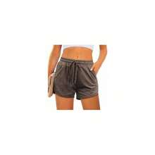 Womens Athletic Shorts Running Dolphin Shorts With Pockets And Drawstring,Fabric Type-Material:60%Polyester,35%Rayon,5%Spandex,Care Instructions-Machine Wash - 2g-deep Coffee - View 2