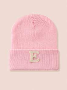 1pc Kids 26-Letter Knitted Hat, Warm Beanie For Boys And Girls, Suitable For Outdoor, Daily Wear In Autumn/Winter - Pink - View 105