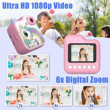 Cámara instantánea para niños, cámara digital con doble lente 1080P para niños con papel para imprimir, cámara digital de video selfie para niños pequeños, regalo de Navidad y cumpleaños para niños y niñas de 6+ años