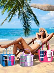 Beach Bag Cup Holder, Travel Accessories;Travel Essentials; Multi Color Insert Accessory Compatible, For Decorative Charm Inserts, Suitable For Travel And Outings, Cup Holder For 30oz 40oz Compatible, Water-Tight & Secure - Ideal For Travel, Versatile Inner Organizers, Waterproof, Wear-Resistant, Easy To Clean, Reusable(White Button Is 1pc) - Multicolor - View 5