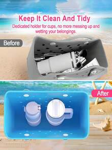 Beach Bag Cup Holder, Travel Accessories;Travel Essentials; Multi Color Insert Accessory Compatible, For Decorative Charm Inserts, Suitable For Travel And Outings, Cup Holder For 30oz 40oz Compatible, Water-Tight & Secure - Ideal For Travel, Versatile Inner Organizers, Waterproof, Wear-Resistant, Easy To Clean, Reusable(White Button Is 1pc) - Multicolor - View 3