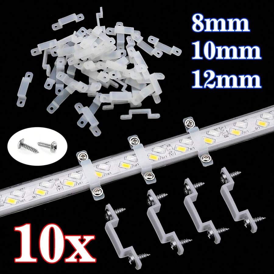 3Set (10pcs/Set) WATERPROOF LED STRIP LIGHT MOUNTING CLIPS CLAMPS 5050 5630 RGB 7020 - White - View 1