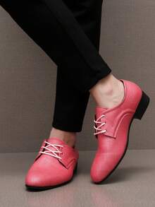 小批量设计休闲商务正装皮鞋，男士西装鞋，加大码派对夜总会皮鞋，英伦风格 - 紅色 - 查看 4