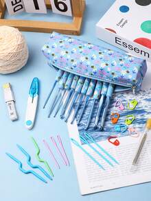 9pcs/Set Blue Bee & Flower Soft Clay Crochet Hooks, Ergonomic Design Suitable For Knitting Sweaters, Scarves, Socks, Gloves And Other DIY Handcraft Projects - 9pcs/set - View 4