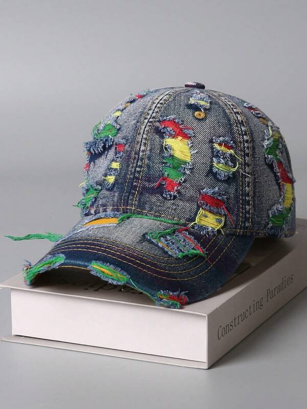 1 pieza Nuevo gorro de béisbol de jean desgastado estilo retro, sombrero de sol con ala pequeña estilo callejero coreano, para verano
