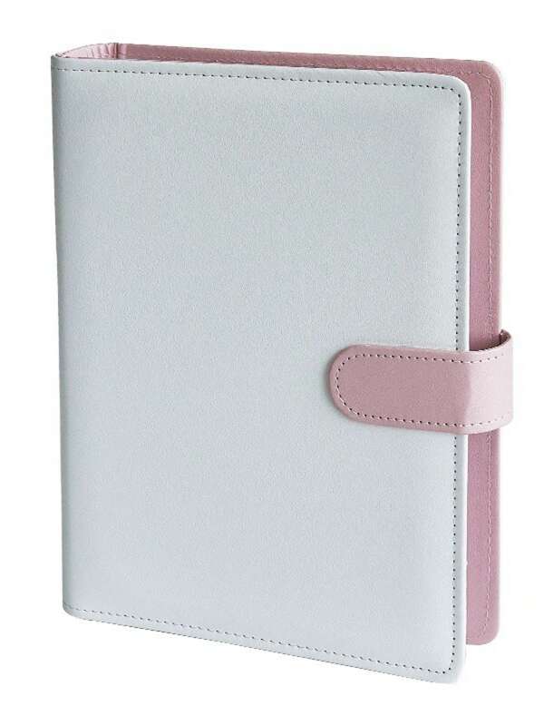A5 PU Binder Collect Book With 20pcs Sleeves Set 3inch 5inch Ring Postcards Organizer Book-White Pink,Back To School,School Supplies