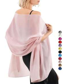 1 xale de chiffon de cor sólida de 190 x 45 cm, cachecol macio para mulheres, vestido formal, noiva - Multicolorido - Ver 1
