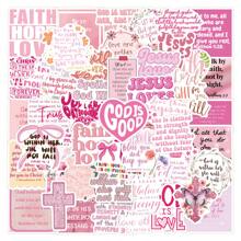 51pcs Pink Bible Inspirational Quotes Graffiti Stickers, Wholesale For Luggage, Water Bottle, Car School Supplies, Back To School