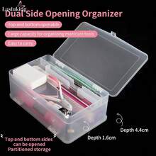 LUSLUKING 1 件一体式美甲工具收纳盒 - 透明珠宝盒，可收纳假指甲、水钻、化妆配件