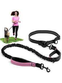 BVEOYPET 1 件，户外跑步宠物牵引绳，反光双伸缩狗牵引绳，狗链牵引绳，宠物用品，适合日常遛狗和系在腰间，可以作为礼物送给喜欢跑步和养狗的朋友。