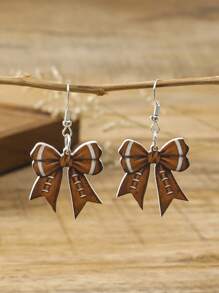 1 Pair Acrylic Bow & Sports Ball Decor Personalized Creative Earrings