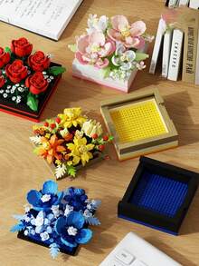 687 piezas Bloques de construcción de ramos de flores con soporte y caja sorpresa - Perfecto para decoración del hogar de adultos de 14 años en adelante, Día de San Valentín, regalos de cumpleaños, regalos para amantes, amigos, familia, regalos festivos, regalos del Día del Padre, regalos del Día de la Madre, regalos de boda, decoraciones de boda, regalos de graduación