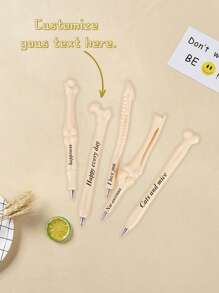 5pcs Customizable Bone-Shaped Ballpoint Pens: Black Ink, Finger Pen, Nurse/Doctor Pen - Stationery, Writing Instrument, Back To School Gifts For Students And Professionals