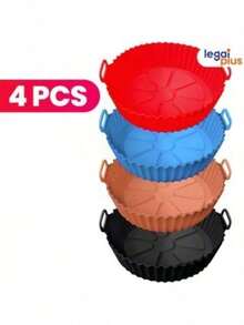 KIT 4 Forma De Silicone Para Air Fryer Forno Microondas Fritadeira Assadeira – Reutilizável Antiaderente Flexível