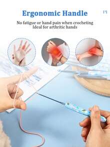 9pcs/Set Blue Bee & Flower Soft Clay Crochet Hooks, Ergonomic Design Suitable For Knitting Sweaters, Scarves, Socks, Gloves And Other DIY Handcraft Projects - 9pcs/set - View 5