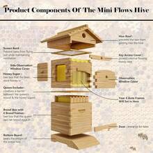 Mini Auto Flow Wood Bee Hive Beehives + 10 X Bee Frames + 6 X Bee Wax Foundation - 棕色 - 查看 3