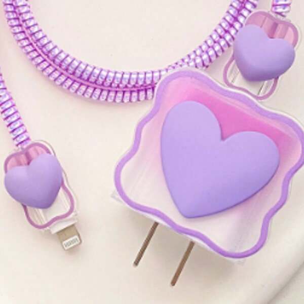 Apple Cable Protector Wave & Heart Bite Resistant Cable Sleeve Charging Accessories Set
