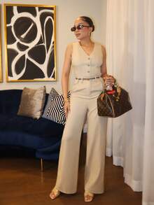Melissa Matos Bộ đồ liền thân thời trang tối giản cho nữ mặc hàng ngày Áo liền quần vải lanh Áo liền quần kaki có túi Thường ngày làm việc Boho mùa hè Bộ đồ liền thân cho nữ Quần áo tập luyện cho nữ công sở thường ngày cho nữ Quần yếm mùa hè cho nữ Quần áo mùa hè Áo liền quần cài nút cho nữ Trang phục phương Tây Lễ hội cho nữ Boho Hippie Tiền cũ Bohemian - Màu Khaki - Xem 8