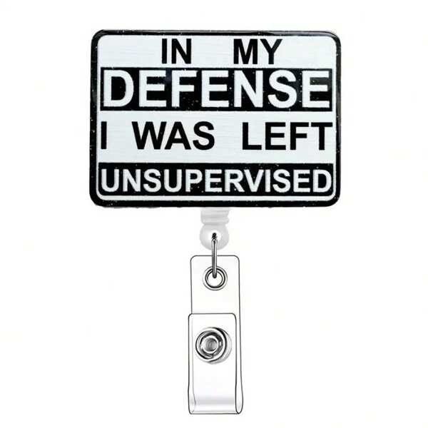 1pc Acrylic Retractable Badge Reel With Clip, Funny Quote ID Card Holder Suitable For Nurses, Doctors, Students And Office Workers School Supplies, Back To School