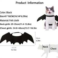 Adjustable Black Cat Bat Wing Pet Costume - Soft Polyester Halloween Pet Accessories, Suitable For Cats And Small Dogs, Great For Role-Play And Dressing Up Fun