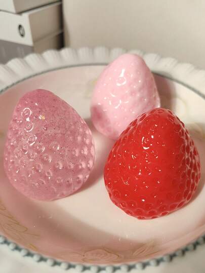 1pc Red Strawberry Squeezy Stress Ball, Soft Silicone-Like Texture, High-Quality Handmade Anti-Stress DIY Squeeze Toy
