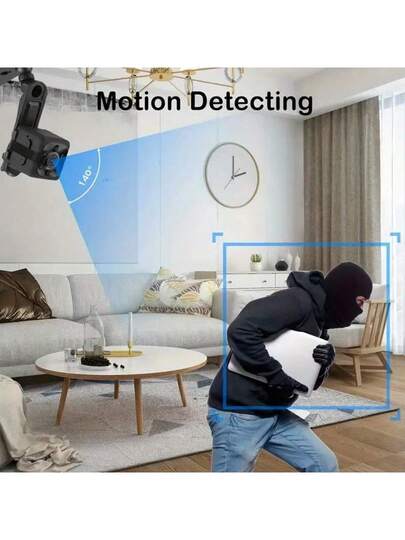 Mini 1080P HD Nanny Cam Night Vision, Motion Detection Loop Recording Full Indoor Security Camera, USB Powered, Display, Wand Mountable Home Monitoring, Portable Monitoring Circular Lens Camera view 3
