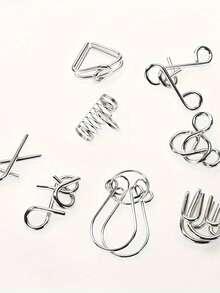 8pcs Metal Wire Puzzle Game Set, Unlock Chain Series Games, Magic Party 9-Ring Intelligence Club Classroom Lock'