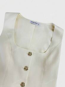 Ladies'Old Money Elegant Single-Breasted Real Pocket Suit Vest And Shorts Set,Outfit For Daily Wear,Work