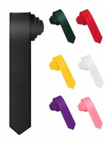 1 条/5 条女士纯色手领带，女士商务休闲领带，时尚百搭，宽松领带，适合制服、衬衫、西装，适合舞蹈、角色扮演派对、夜总会、节日、新年、狂欢节、学校和日常穿着 - 彩色 - 查看 11