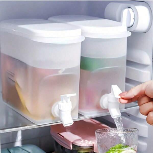 1 pezzo Dispenser di acqua in plastica con rubinetto, contenitore per bevande di grande capacità, brocca per acqua fredda con rubinetto per frigorifero, teiera, bottiglia di limonata, articoli per la casa