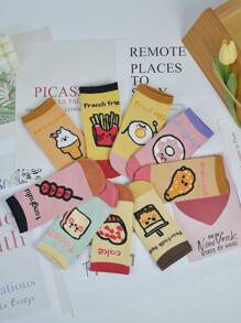 3Pairs/5Pairs Women Cartoon Graphic Printed Short Socks, Versatile & Fashionable For Spring, Summer, Fall