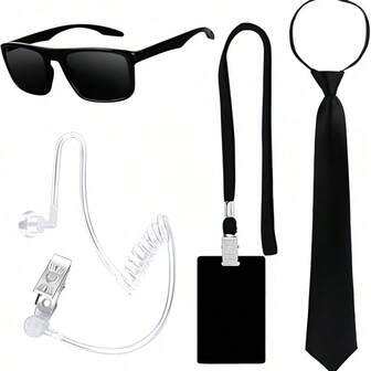 4PCS Agent Costume Accessories, Secret Service Costume Set Spy Costume Accessories For Men Women Kids For Cosplay