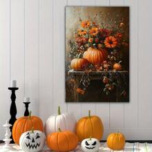 1 PAC Wall Arts ,Posters ,Halloween ,Halloween Pumpkins And Flowers, Mural Home Decor, Horror Style Paintings, Ghosts, Castles, Pumpkins, Witches, Knights, Living Rooms And Bedrooms, Waterproof, High-Definition Printing, Holiday Party Decorations, Holiday Art Gifts Halloween Decor Fall Decor Room Decor