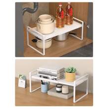 1 pieza Estantería de cocina estilo japonés de varios niveles, estantería organizadora extensible para encimera, despensa, almacenamiento multifuncional